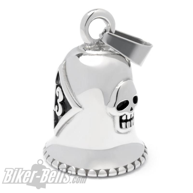 Lucky 13 Biker-Bell aus Edelstahl Glücksbringer Motorradglocke Dreizehn Glücksglocke